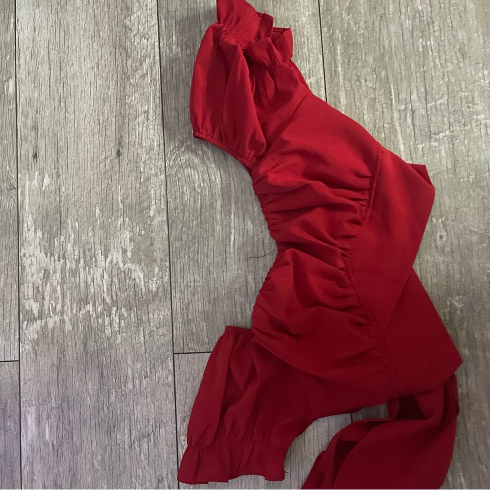 Red Ruffled crop top